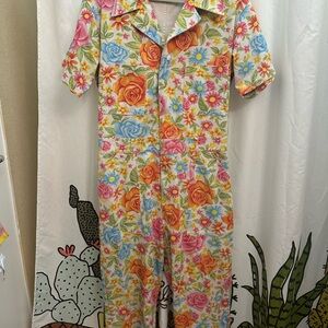 Rare Big Bud Press Floral Short Sleeve Jumpsuit